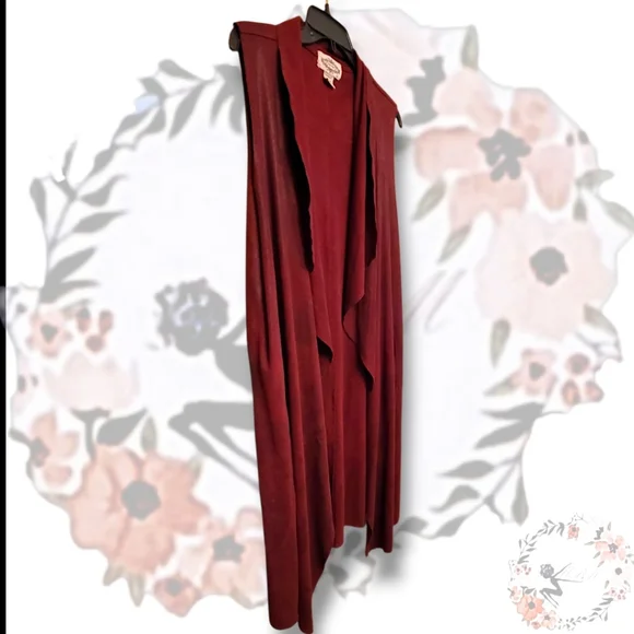 Oliver Faux Suede Draped Women's Maroon Vest XL - Picture 4 of 7